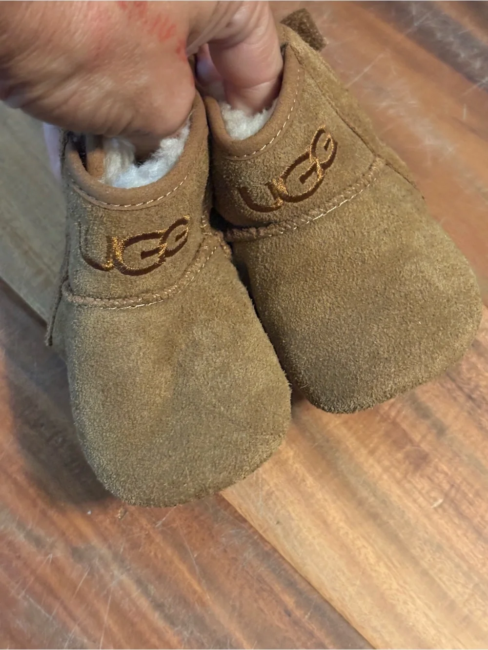 UGG Bixbee Baby Booties Chestnut Suede Crib Shoes Size 0/1 Infant (s4)
